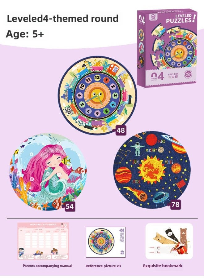 Children's Advanced Puzzle Magnetic Puzzle Children's Magnetic Early Education Baby Flat Picture 3 To 6 Years Old 24 Boys And Girls Toys-Color:Newch's Fourth-order Theme Round - Image 1